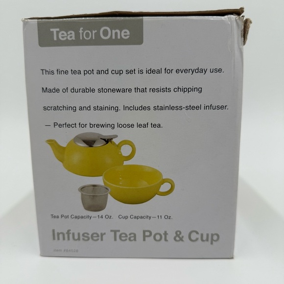 NWT Certified International Tea for One Yellow Infuser Tea Pot & Cup Set 14-11oz - Picture 3 of 5